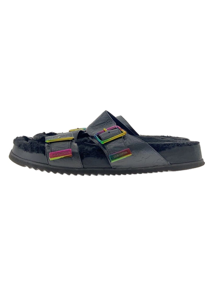 【中古】LOUIS VUITTON◆サンダル/UK8/BLK/レザー/FD0199【シューズ】