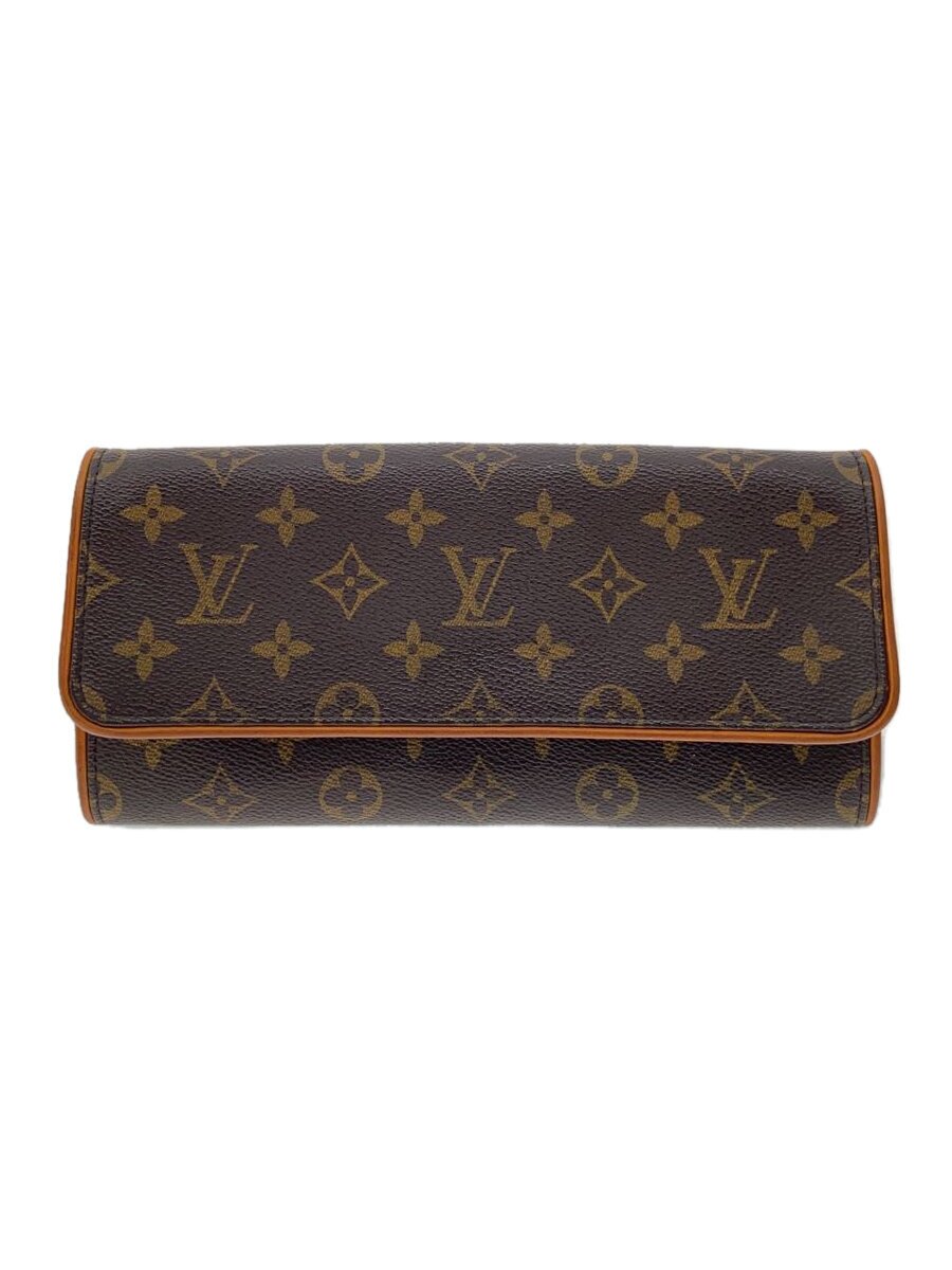 【中古】LOUIS VUITTON◆ポシェット・ツインGM_モノグラム・キャンバス_BRW/PVC/BRW【バッグ】