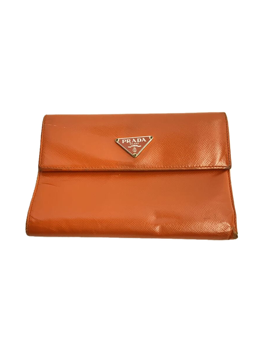 【中古】PRADA◆3つ折り財布/PVC/ORN/レディース【服飾雑貨他】