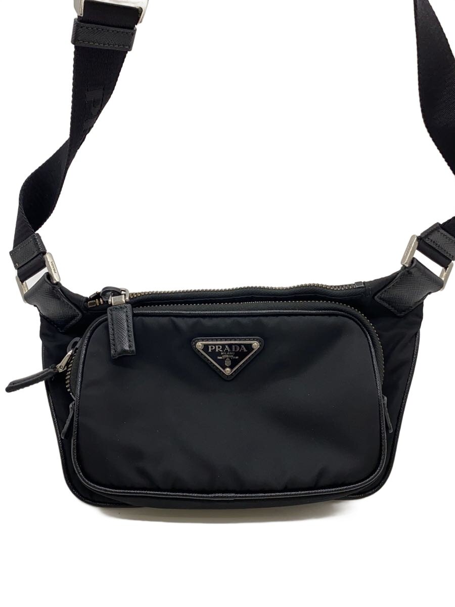 PRADA - 【中古】PRADA◆ショルダーバッグ/ナイロン/BLK/無地/2VH128【バッグ】
