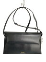 【中古】JIL SANDER◆Folded レザーショルダーバッグS/BLK/無地【バッグ】