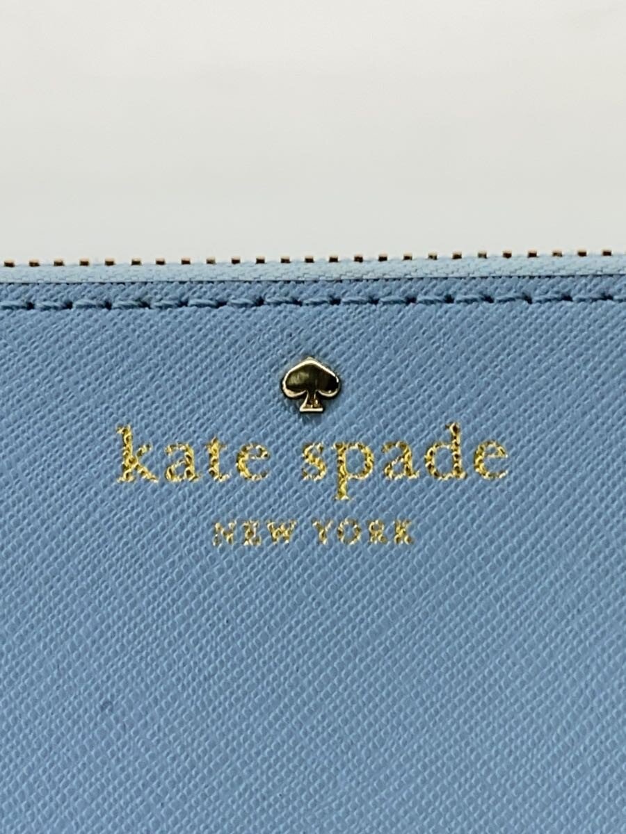 【中古】kate spade new york◆長財布/レザー/BLU/レディース【服飾雑貨他】