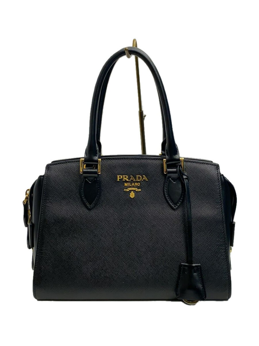 【中古】PRADA◆ショルダーバッグ/レザー/BLK/無地/1BA164【バッグ】