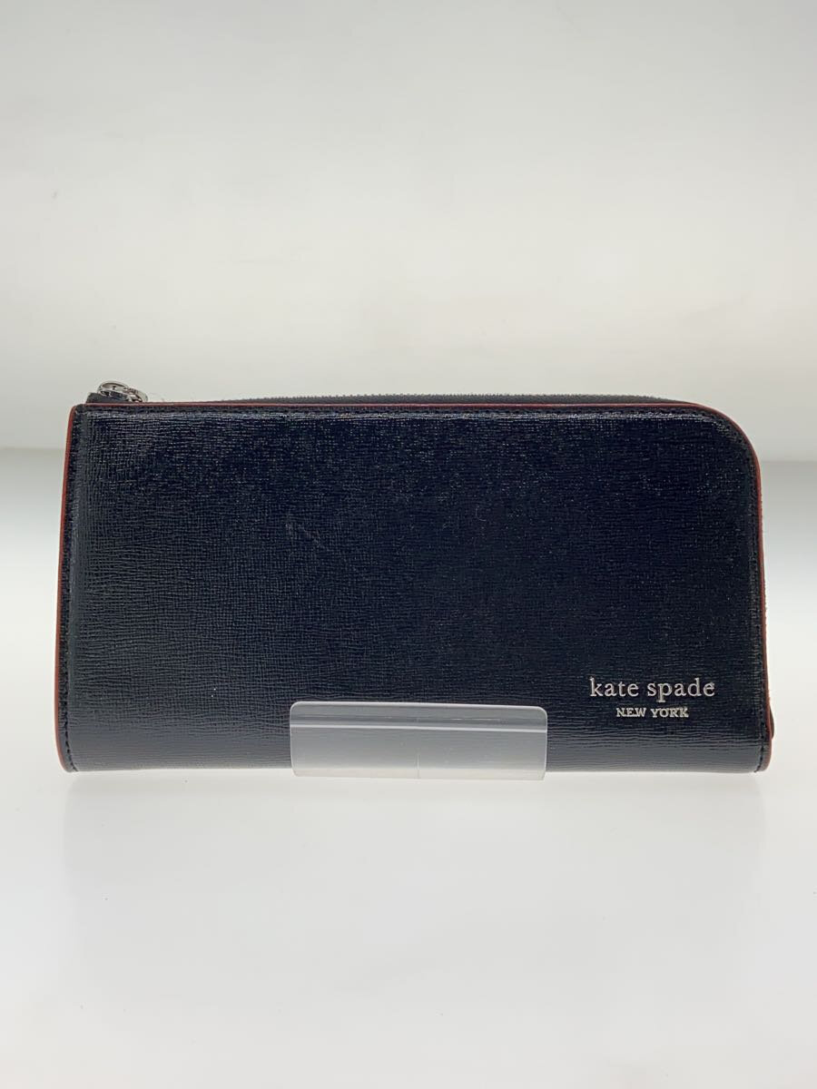 【中古】kate spade new york◆長財布/レザー/BLK/無地/レディース//【服飾雑貨他】