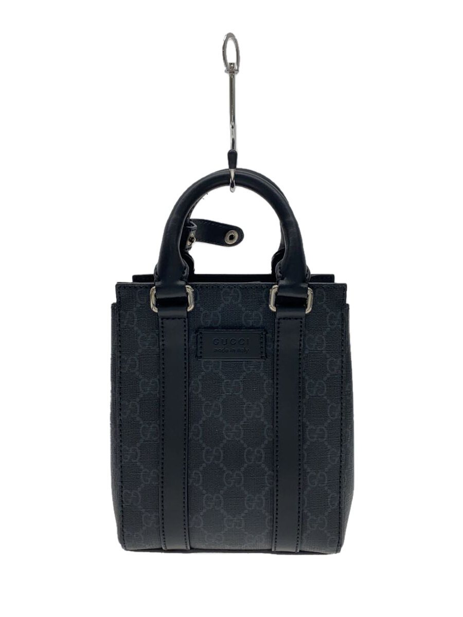 GUCCI - 【中古】GUCCI◆ミニトートバッグ_GGスプリーム/レザー/BLK/総柄//【バッグ】