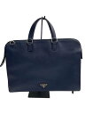 【中古】PRADA◆ブリーフケース/レザー/NVY/無地【バッグ】