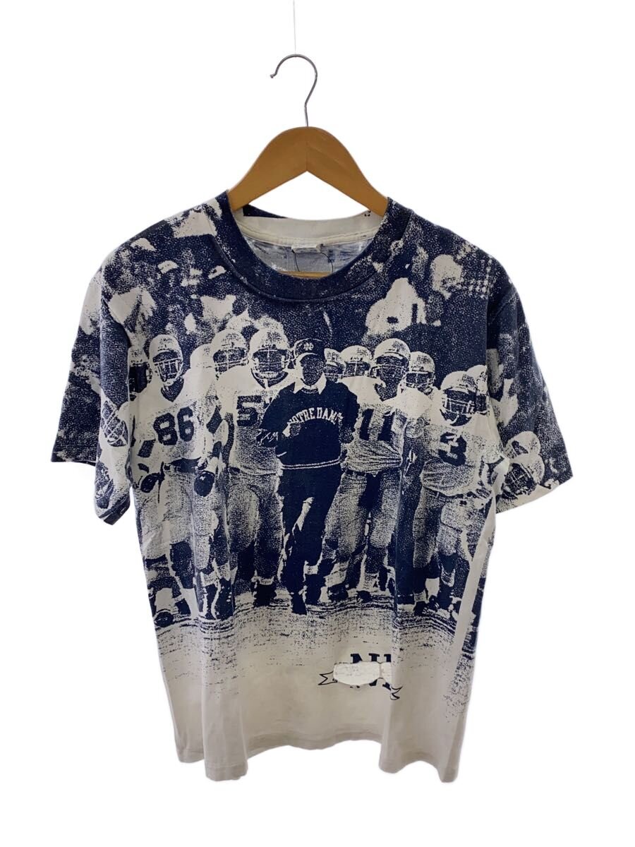 【中古】Champion◆80s/NOTREDOME UNIVERSITY/Tシャツ/L/コットン/NVY/総柄【メンズウェア】
