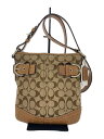 【中古】COACH◆スモールソフトダッフル_シグネチャー_ブラウン/キャンバス/BRW/総柄【バッグ】(4)