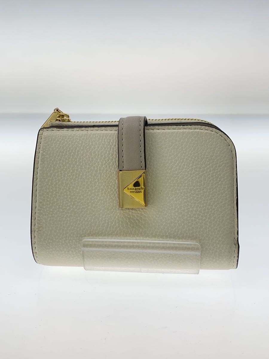 【中古】kate spade new york◆2つ折り財布/レザー/BEG/無地/レディース/kj691【服...