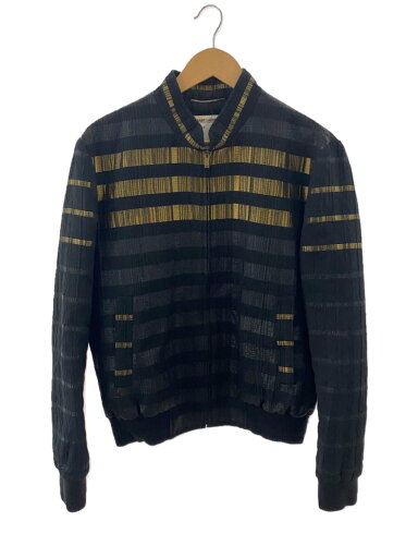 【中古】SAINT LAURENT◆メタリックストライプブルゾン/48/ウール/BLK/582625【メンズウェア】 【中古】SAINT LAURENT◆メタリックストライプブルゾン/48/ウール/BLK/582625【メンズウェア】