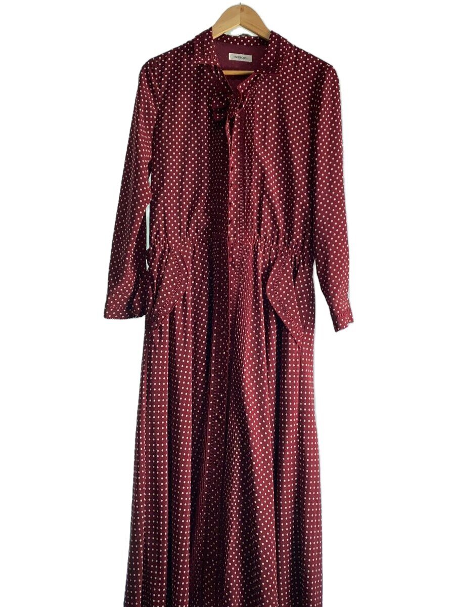 【中古】INGEBORG◆長袖ワンピース/--/ポリエステル/RED/ドット【レディースウェア】