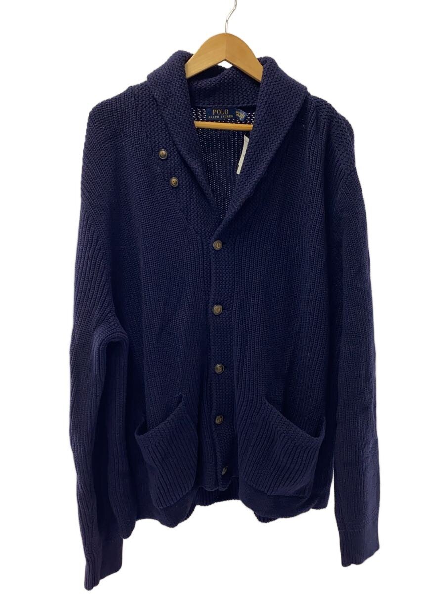 【中古】POLO RALPH LAUREN◆カーディガン(厚手)/XXL/コットン/NVY/無地/ショールカラー/コットンカーディガン//【メンズウェア】