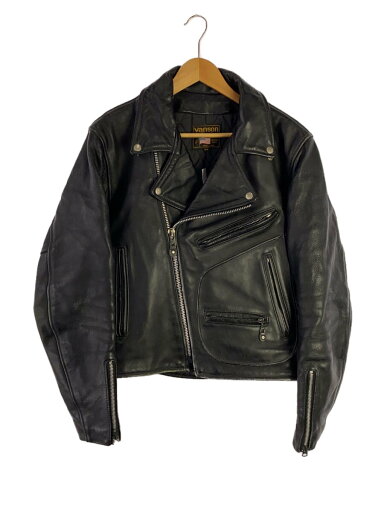 【中古】VANSON◆ハイウェイマン/レザージャケット・ブルゾン/38/レザー/BLK【メンズウェア】 【中古】VANSON◆ハイウェイマン/レザージャケット・ブルゾン/38/レザー/BLK【メンズウェア】