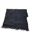 【中古】GUCCI◆GG柄/マフラー/ストール/ウール/ブラック/グレー/総柄/メンズ【服飾雑貨他】