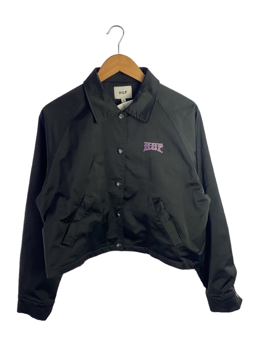 【中古】HUF◆ジャケット/M/ポリエステル/BLK【レディースウェア】