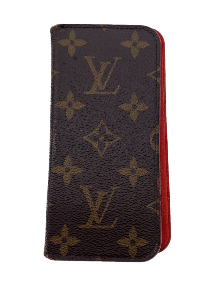 【中古】LOUIS VUITTON◆iPhone6・フォリオ_モノグラム_GRY/--/BRW/総柄/メンズ【服飾雑貨他】