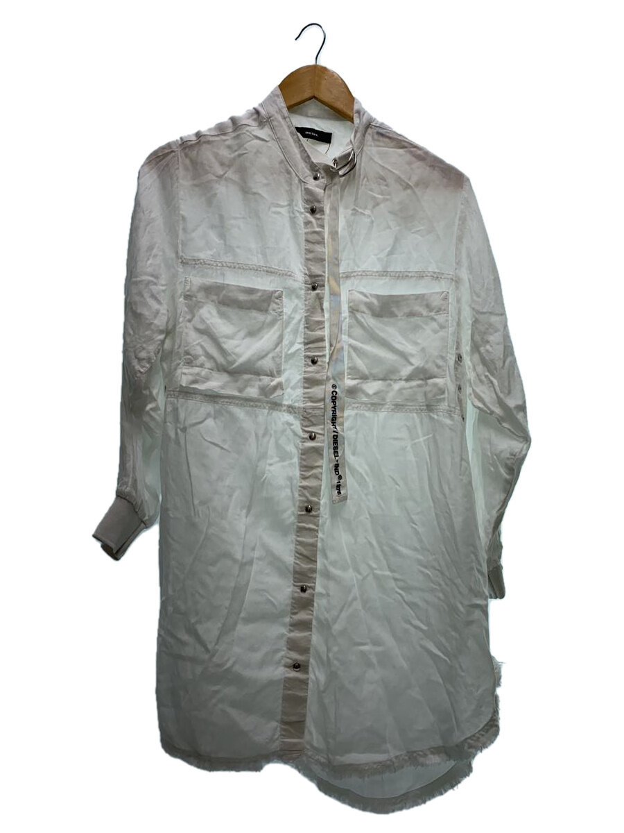 【中古】DIESEL◆シャツワンピース/S/レーヨン/WHT/無地【レディースウェア】