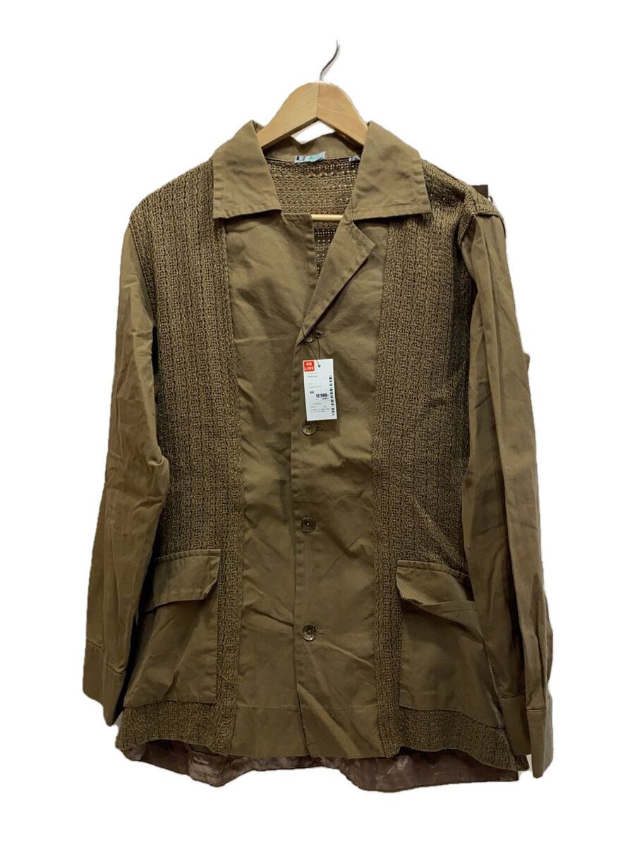 SANFOR◆イタリア製/メッシュ切替/長袖シャツ/コットン/BRW/無地