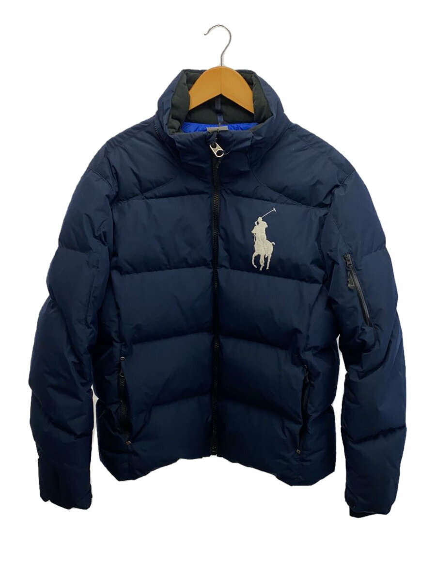 【中古】POLO RALPH LAUREN◆ダウンジャケット/L/ポリエステル/NVY/無地【メンズウェア】