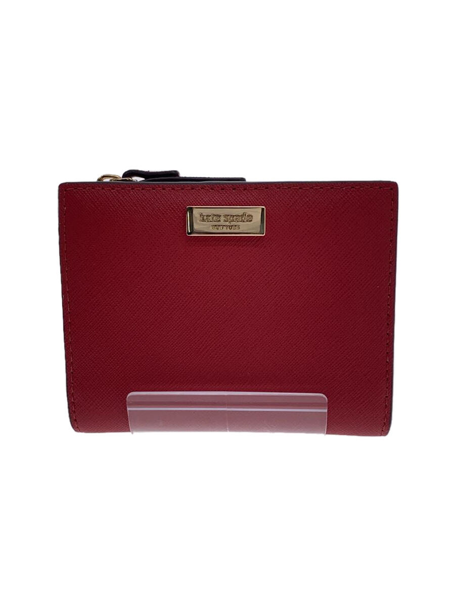 【中古】kate spade new york◆2つ折り財布/レザー/RED/レディース/WLRU5049【服飾雑貨他】