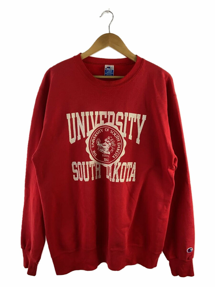 【中古】Champion◆スウェット/XL/コットン/RED【メンズウェア】
