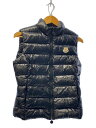 【中古】MONCLER◆ダウンベスト/1/ポリエステル/BLK/無地/102-093-48301-50/襟 首元汚れ有【レディースウェア】