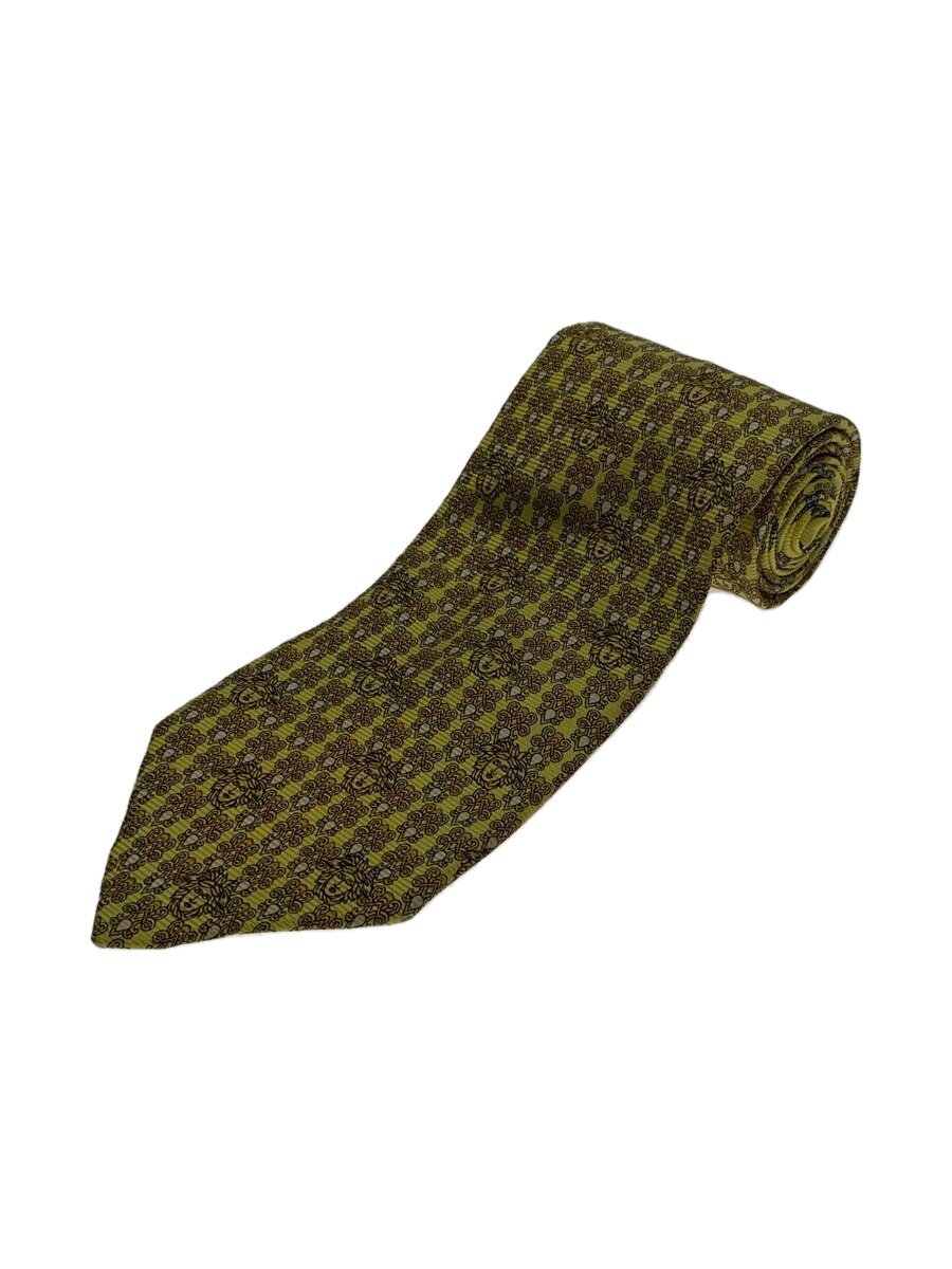【中古】VERSACE◆ネクタイ/シルク/YLW/メデューサ柄/総柄/メンズ【服飾雑貨他】