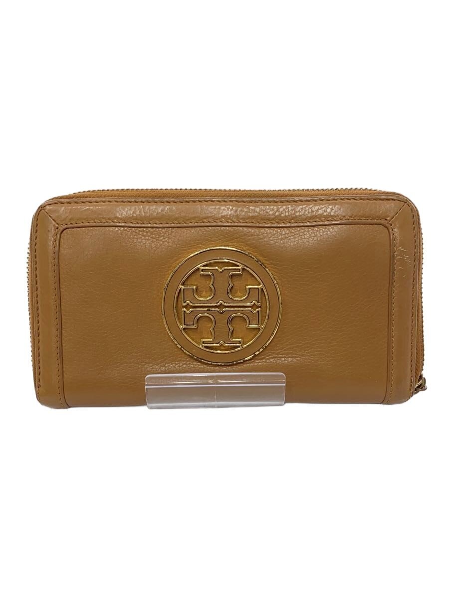 【中古】TORY BURCH◆長財布/レザー/ブラウン/キャメル/ゴールド金具/ファスナー/無地/レディース【服飾雑貨他】