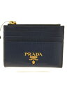 【中古】PRADA◆コインケース/レザー/NVY/無地/レディース【服飾雑貨他】