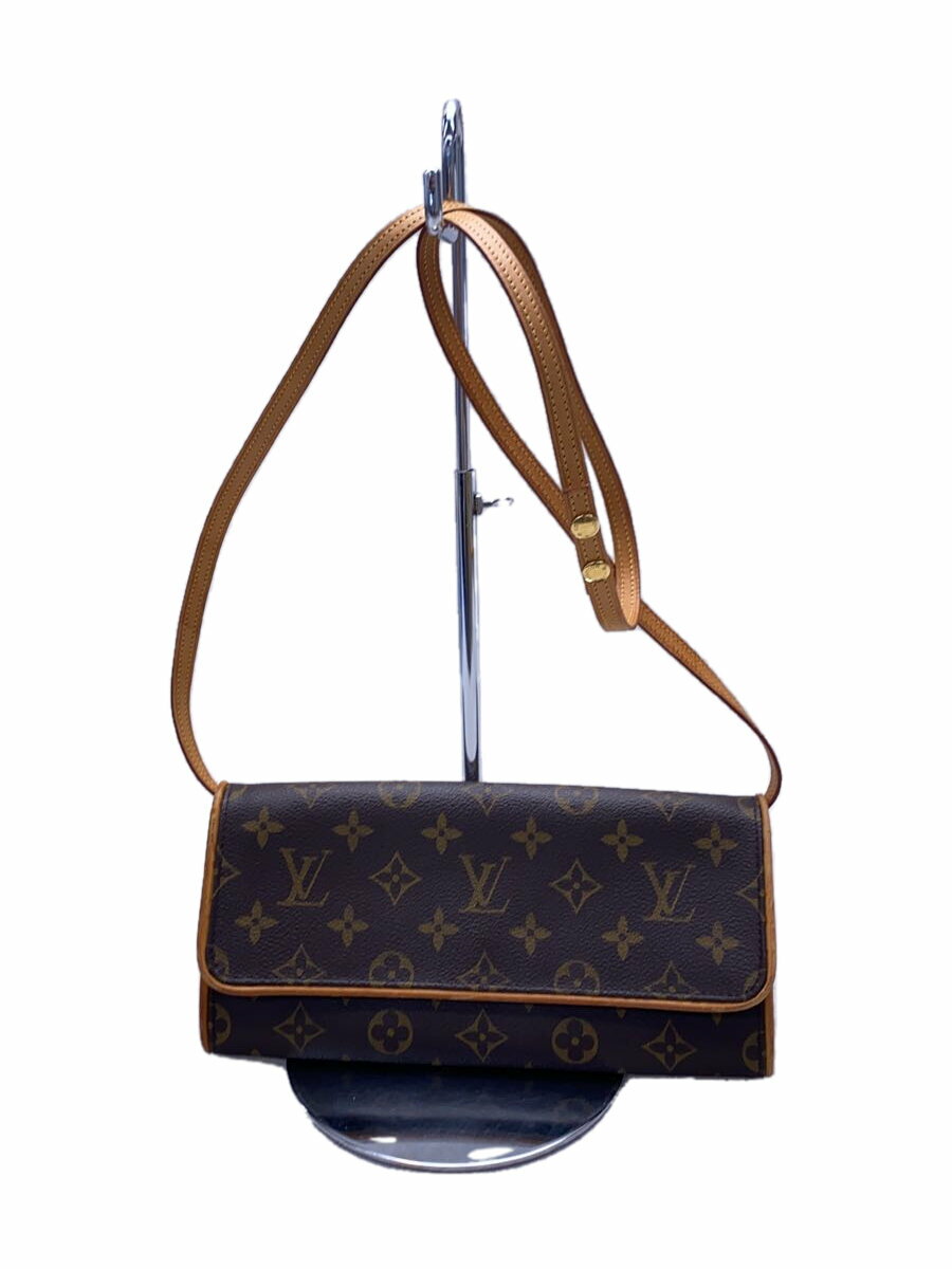 【中古】LOUIS VUITTON◆ポシェット・ツインGM_モノグラム・キャンバス_BRW/PVC/BRW【バッグ】
