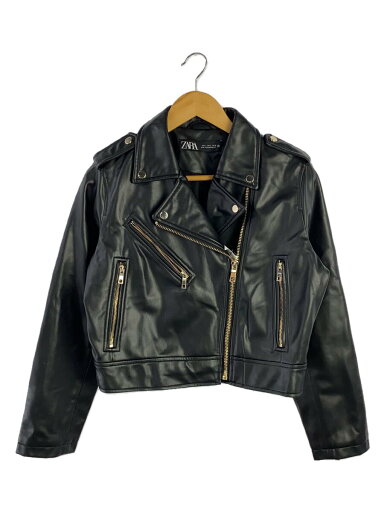 【中古】ZARA◆ダブルライダースジャケット/L/フェイクレザー/BLK/無地【レディースウェア】 【中古】ZARA◆ダブルライダースジャケット/L/フェイクレザー/BLK/無地【レディースウェア】