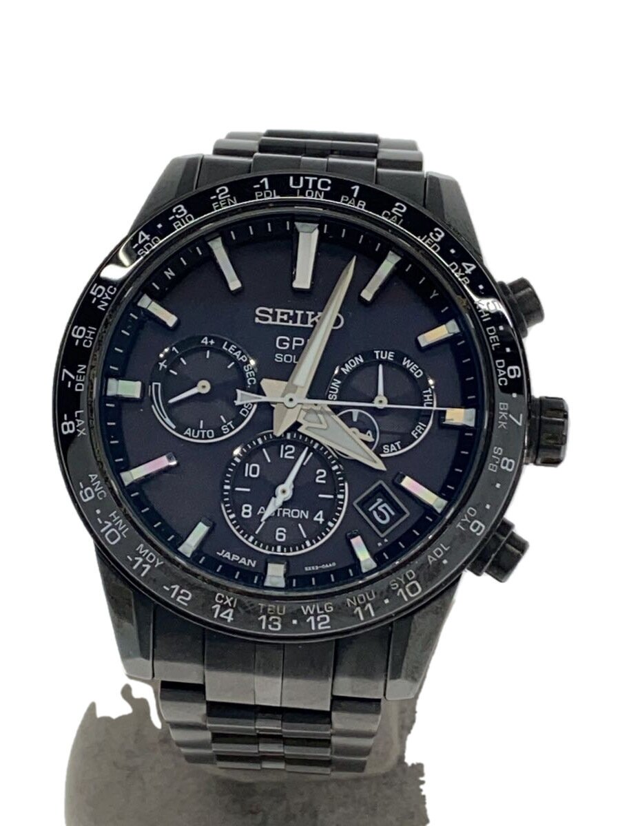 【中古】SEIKO◆ソーラー腕時計/アナログ/チタン/BLK/BLK/5X53-0AB0【服飾雑貨他】