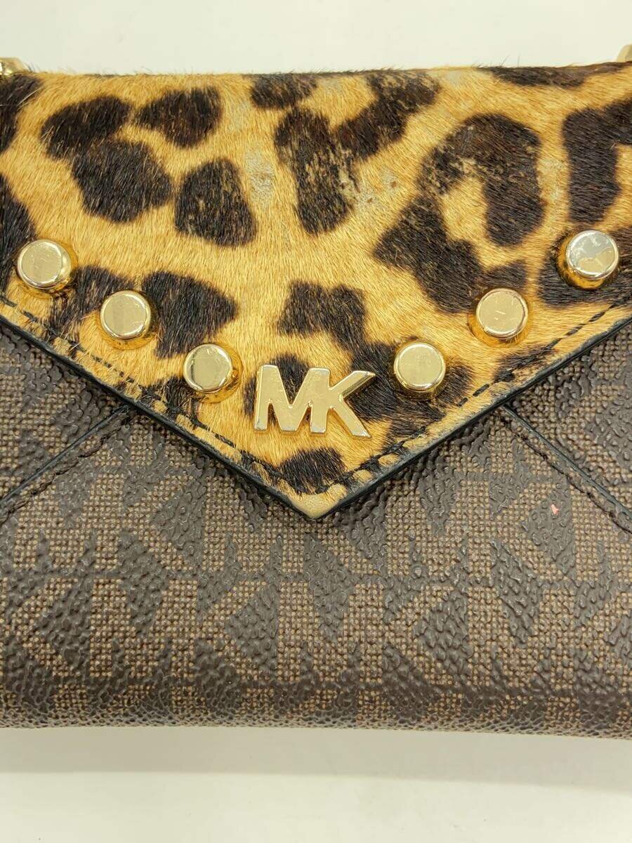 【中古】MICHAEL KORS◆3つ折り財布/レザー/BRW/総柄/レディース/AV-1907/32F9GOXE6B【服飾雑貨他】