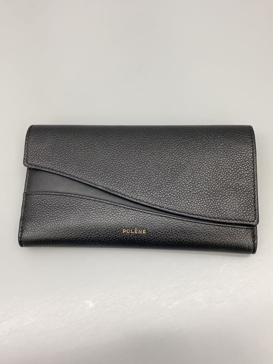 POLENE◆長財布/レザー/BLK/メンズ