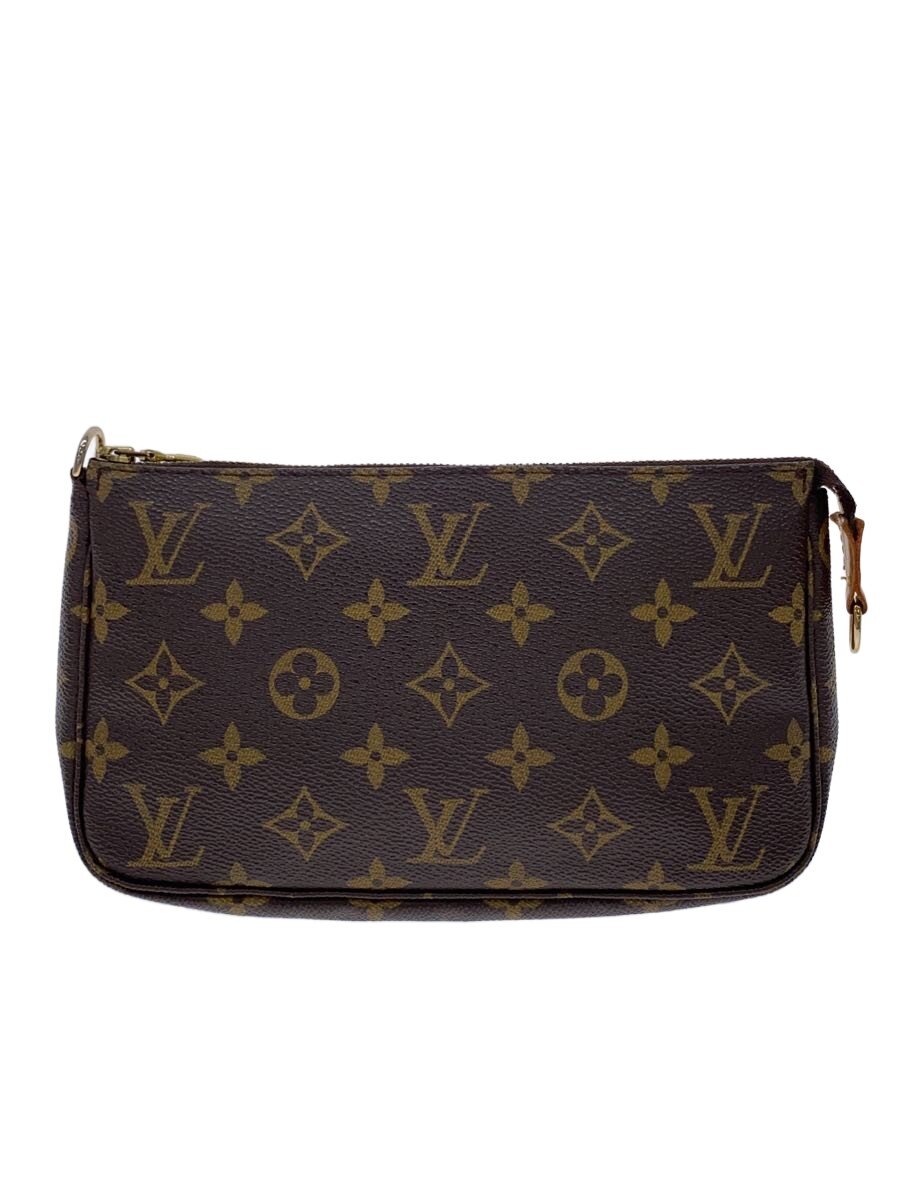 【中古】LOUIS VUITTON◆1)ポシェット・アクセソワール_モノグラム・キャンバス/PVC/BRW【バッグ】