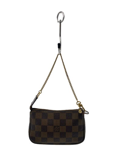 【中古】LOUIS VUITTON◆ミニ・ポシェット・アクセソワール_ダミエ・エベヌ_BRW/PVC/BRW/総柄【バッグ】 【中古】LOUIS VUITTON◆ミニ・ポシェット・アクセソワール_ダミエ・エベヌ_BRW/PVC/BRW/総柄【バッグ】