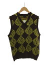 【中古】HUF◆FUCK IT VEST/ニットベスト(薄手)/M/コットン/ブラウン【メンズウェア】