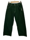 【中古】X-LARGE◆コントラストステッチレザーパッチパンツ/32/コットン/GRN/101221031012【メンズウェア】