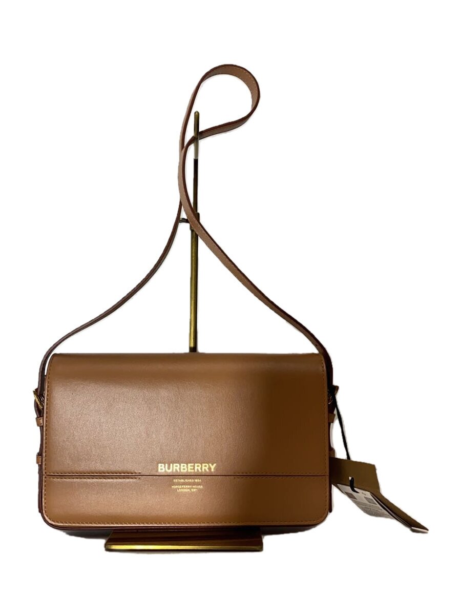 BURBERRY - 【中古】BURBERRY◆ショルダーバッグ/牛革/BRW/無地//【バッグ】