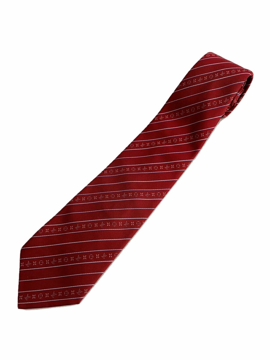 【中古】LOUIS VUITTON◆ネクタイ/シルク/RED/ストライプ/メンズ/M76272【服飾雑貨他】