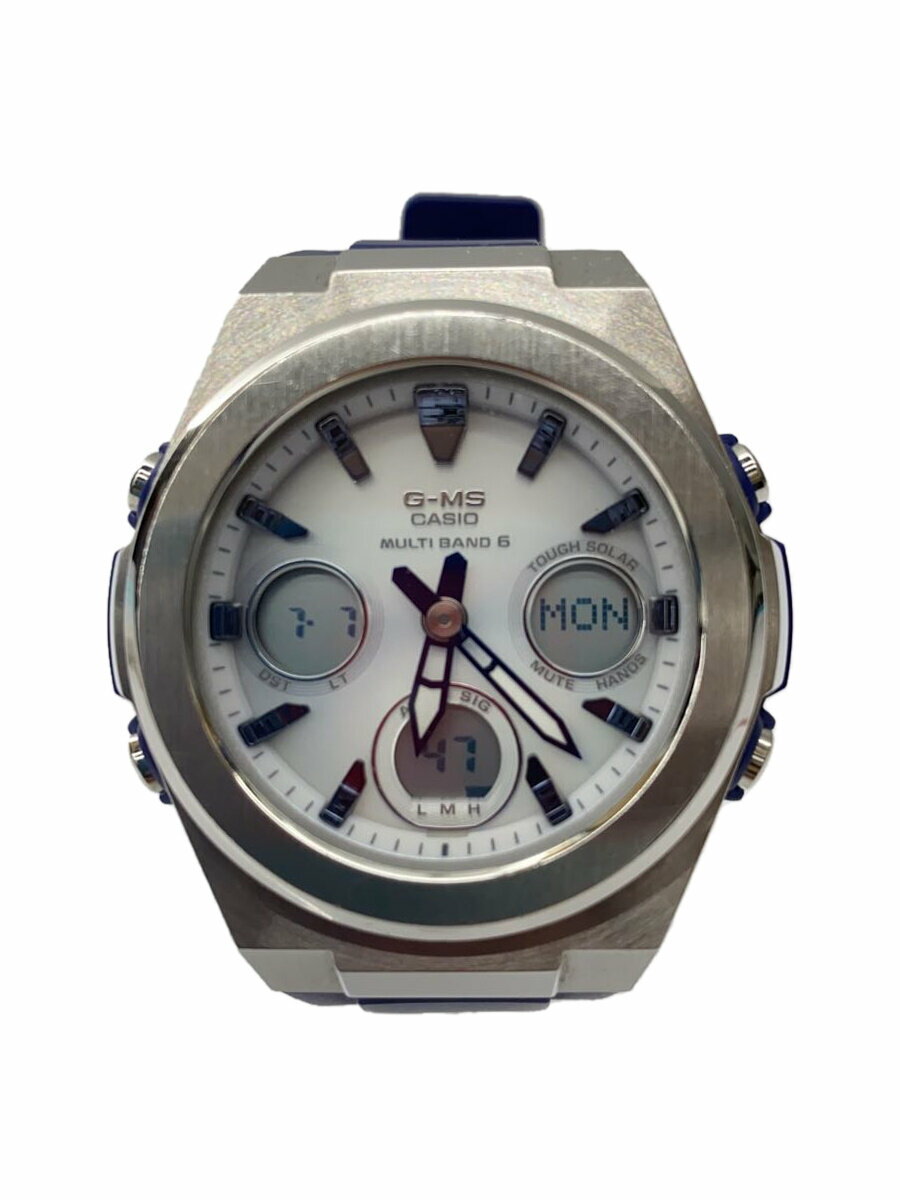 【中古】CASIO◆ソーラー腕時計_BABY-G/デジアナ/SLV/NVY//【服飾雑貨他】