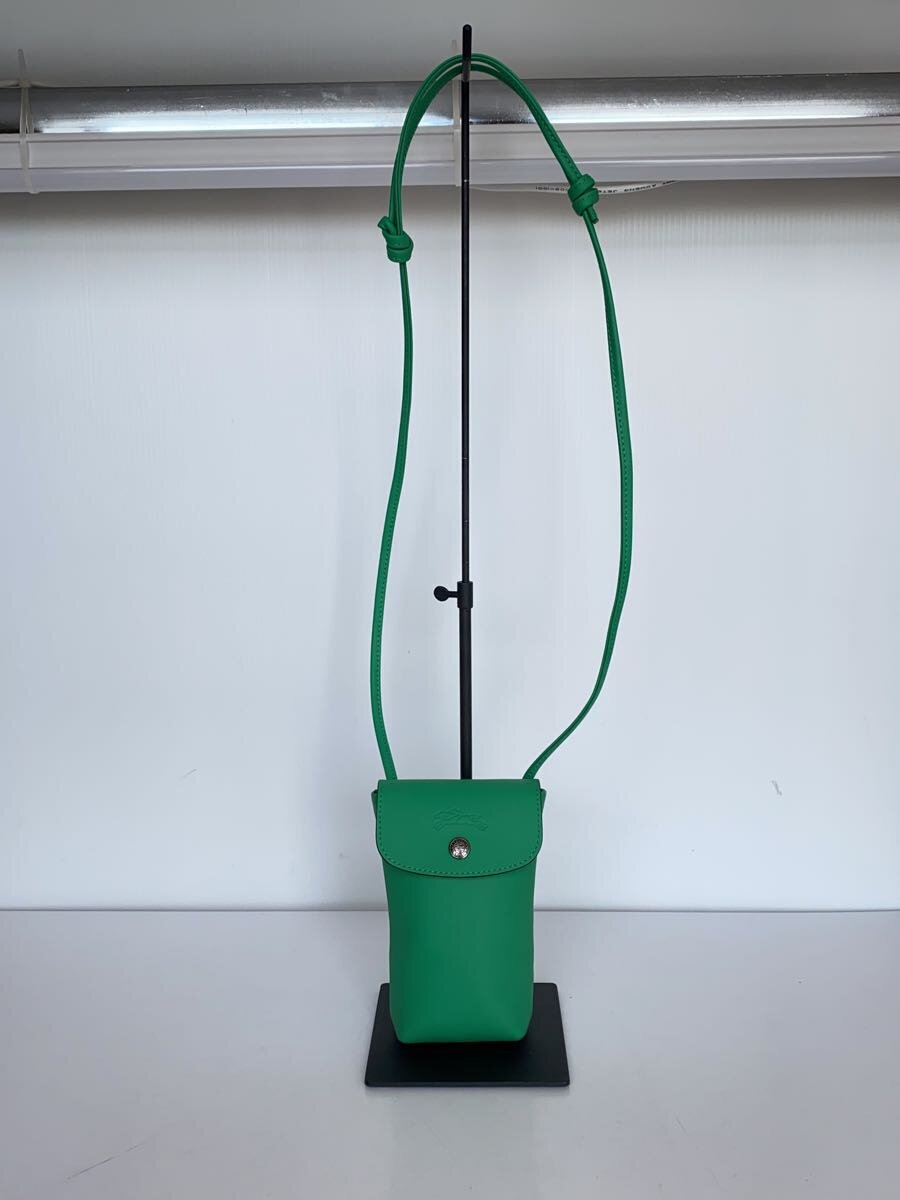 LONGCHAMP◆ル プリアージュ/スマートフォンケース/ショルダーバッグ/レザー/GRN/無地