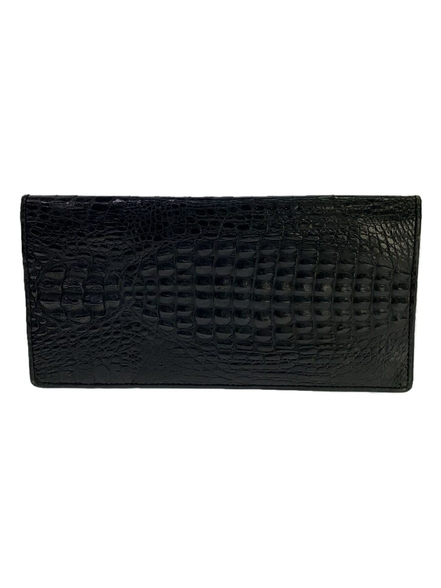 【中古】CROCODILE SKIN/長財布/--/BLK/アニマル/メンズ/型押し/2つ折り【服飾雑貨他】