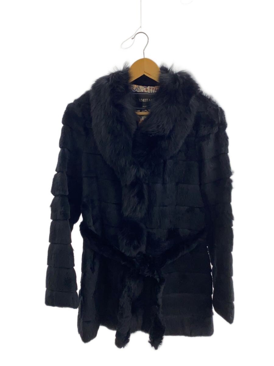 【中古】hermitage/ジャケット/ラビットファー/タグ付/ファー/BLK【レディースウェア】