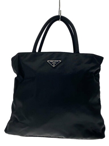 【中古】PRADA◆ナイロントライアングルロゴトートバッグ/ハンドバッグ/ナイロン/BLK【バッグ】 【中古】PRADA◆ナイロントライアングルロゴトートバッグ/ハンドバッグ/ナイロン/BLK【バッグ】