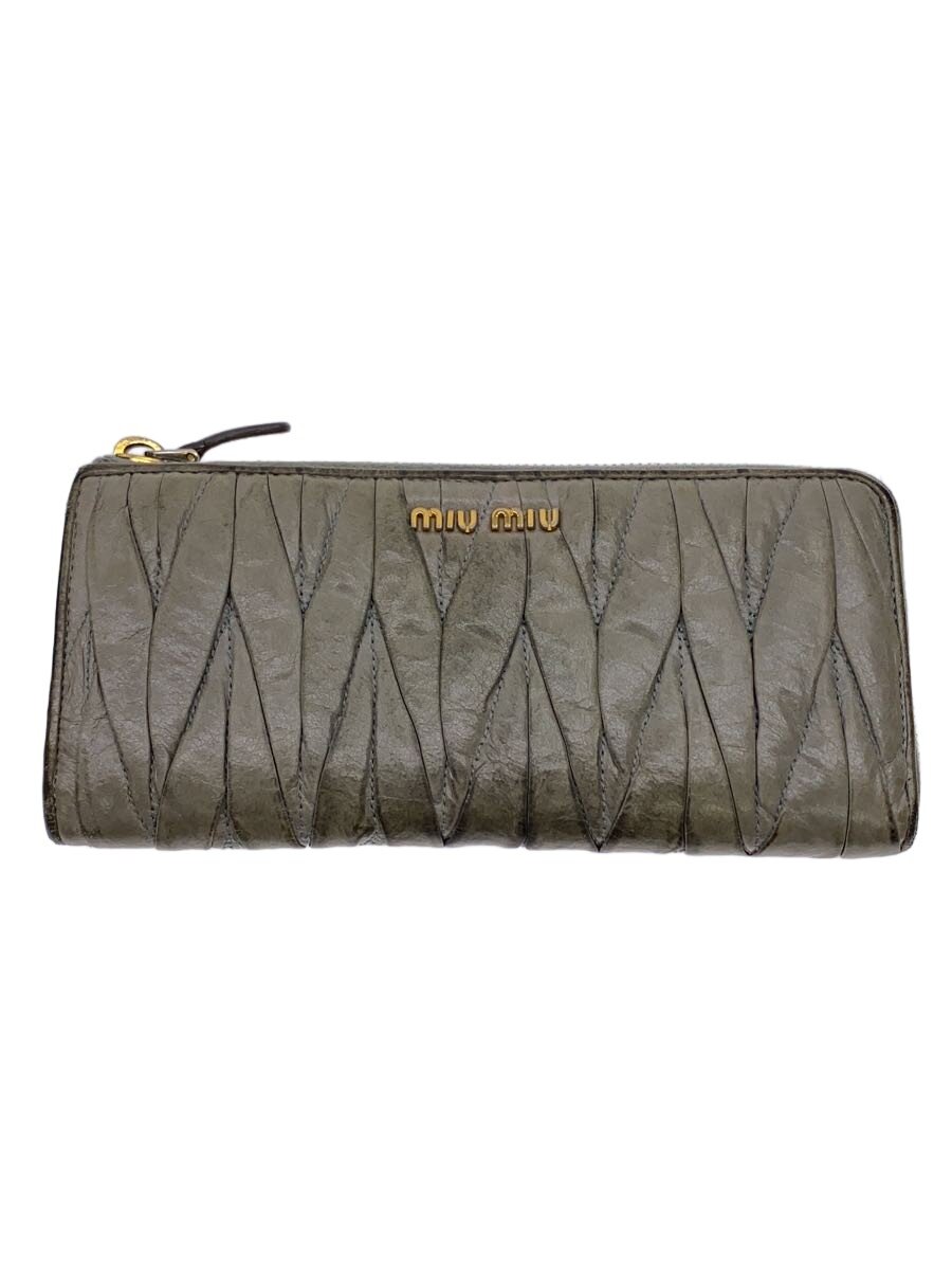 【中古】MIU MIU◆長財布/レザー/GRN/レディース【服飾雑貨他】