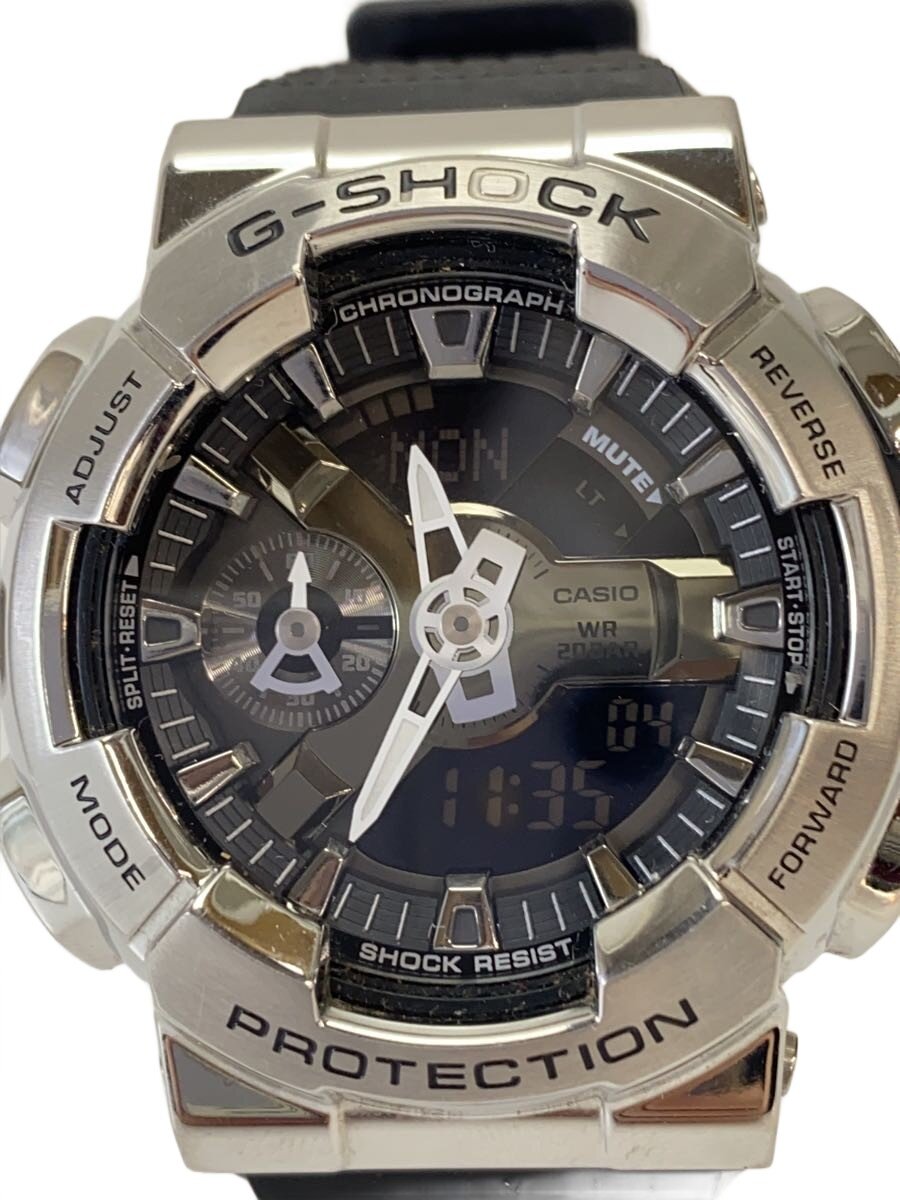 【中古】CASIO◆クォーツ腕時計_G-SHOCK/アナログ/--/SLV/BLK//【服飾雑貨他】