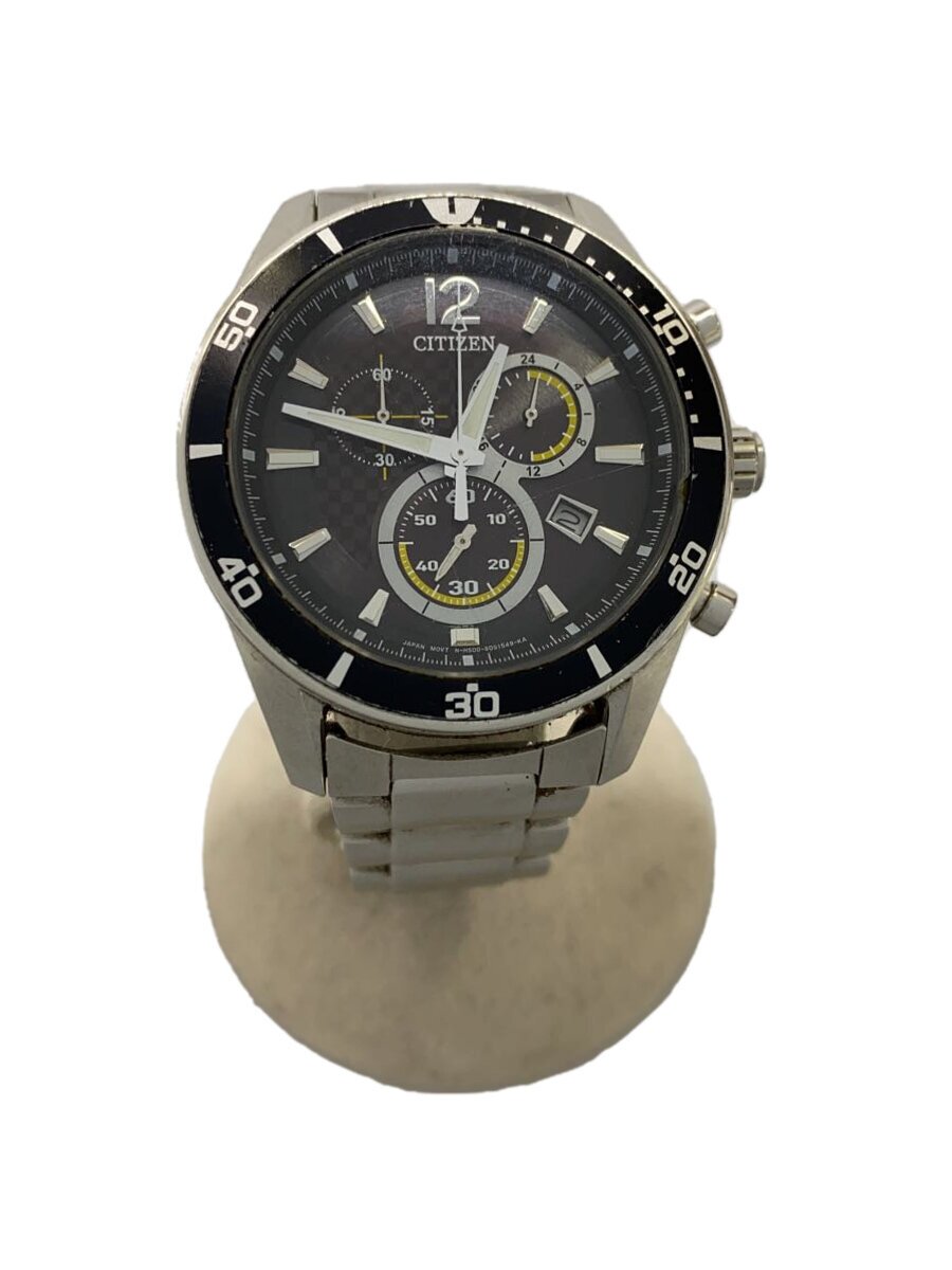【中古】CITIZEN◆ソーラー腕時計/アナログ/ステンレス/BLK/SLV/H500-S061091【服飾雑貨他】