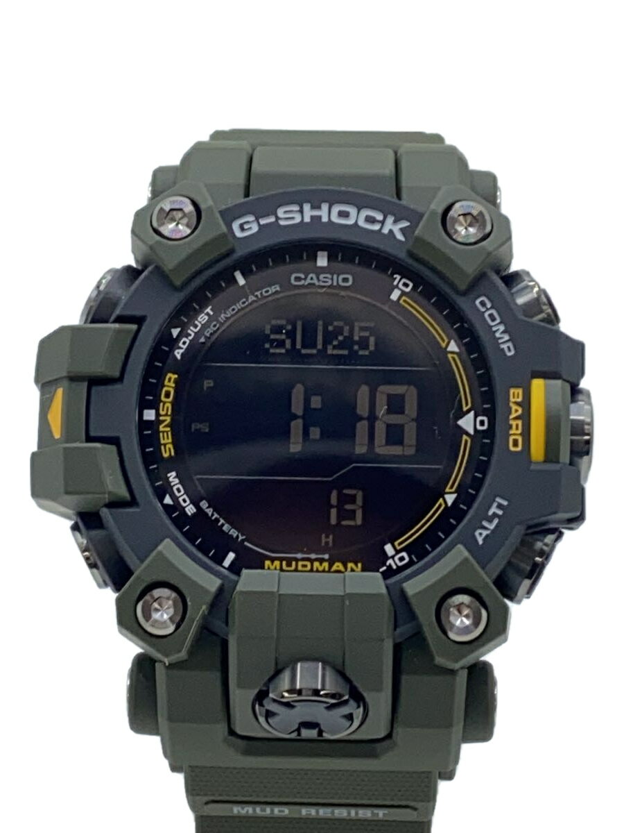 CASIO◆ソーラー腕時計_G-SHOCK/アナログ/ラバー/BLK/KHK