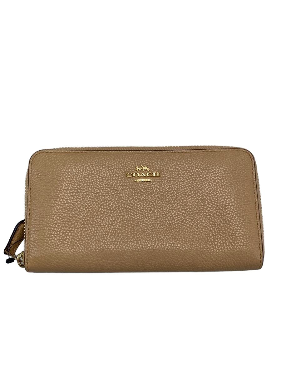 【中古】COACH◆長財布/レザー/BEG/レディース/コーチ【服飾雑貨他】